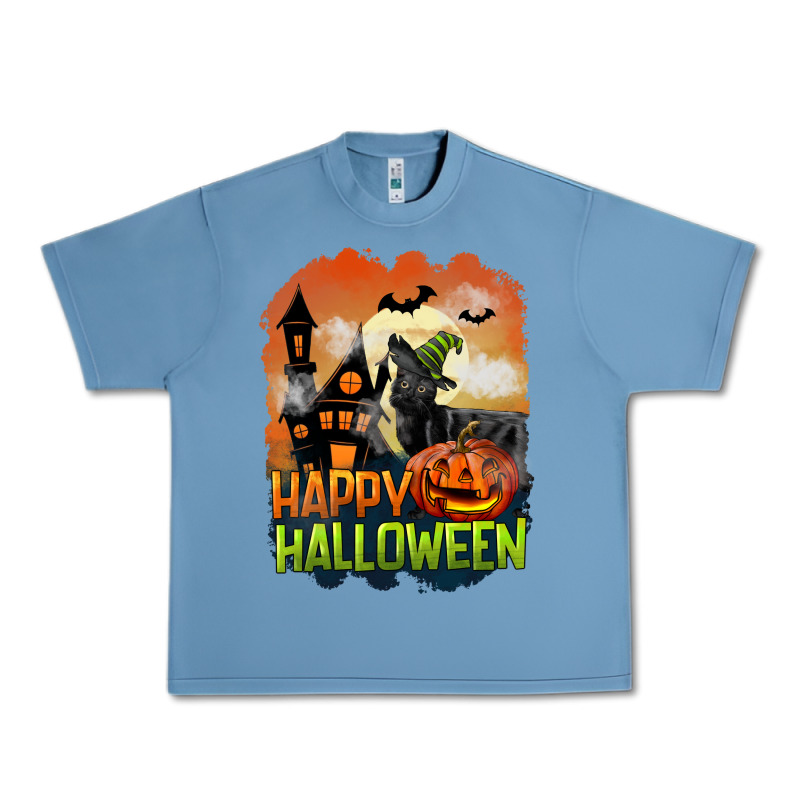 Happy Halloween With Black Cat Urban Heavy Tee by LillyAllenDesigns | Teevron