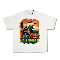 Pistachio Happy Halloween With Black Cat Urban Heavy Tee - LillyAllenDesigns