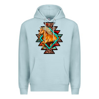 Blue Mist Aztec Symbol White Horse Premium Hoodie - FaDigitalArtStudio