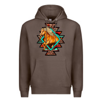 Coffee Aztec Symbol White Horse Premium Hoodie - FaDigitalArtStudio