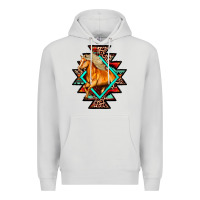 Dove Grey Aztec Symbol White Horse Premium Hoodie - FaDigitalArtStudio
