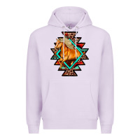 Lilac Aztec Symbol White Horse Premium Hoodie - FaDigitalArtStudio