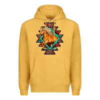 Mustard Aztec Symbol White Horse Premium Hoodie - FaDigitalArtStudio