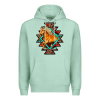 Seafoam Aztec Symbol White Horse Premium Hoodie - FaDigitalArtStudio