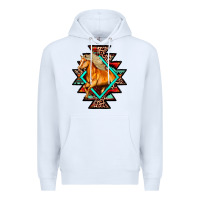 White Aztec Symbol White Horse Premium Hoodie - FaDigitalArtStudio