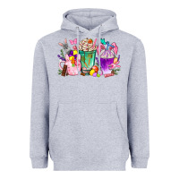 Heather Grey Easter Coffee Cups With Bunny Heavyweight Hoodie - BundleAndBundleShop