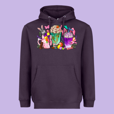 Easter Coffee Cups With Bunny Heavyweight Hoodie Designed By Bundleandbundleshop