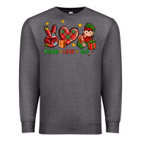 Charcoal Heather Peace Love Elf Christmas Premium Sweatshirt - BundleAndBundleShop