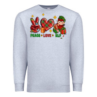 Heather Grey Peace Love Elf Christmas Premium Sweatshirt - BundleAndBundleShop