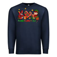 Navy Peace Love Elf Christmas Premium Sweatshirt - BundleAndBundleShop