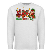 Oatmeal Heather Peace Love Elf Christmas Premium Sweatshirt - BundleAndBundleShop