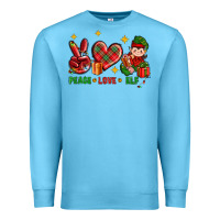Ocean Blue Peace Love Elf Christmas Premium Sweatshirt - BundleAndBundleShop