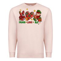 Pale Pink Peace Love Elf Christmas Premium Sweatshirt - BundleAndBundleShop