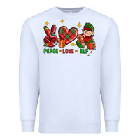 White Peace Love Elf Christmas Premium Sweatshirt - BundleAndBundleShop