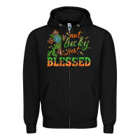 Black Not lucky just Blessed with Cross St. Patricks day Zipper Hoodie - HowdyJamesFarm