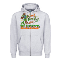 Heather Grey Not lucky just Blessed with Cross St. Patricks day Zipper Hoodie - HowdyJamesFarm