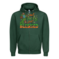 Sports Green Not lucky just Blessed with Cross St. Patricks day Zipper Hoodie - HowdyJamesFarm