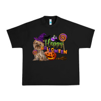 Black Happy Halloween With Yorkshire Terrier Dog Urban Heavy Tee - LillyAllenDesigns