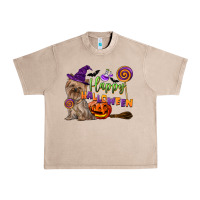 French Oak Happy Halloween With Yorkshire Terrier Dog Urban Heavy Tee - LillyAllenDesigns