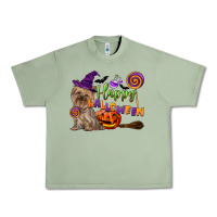 Oil Green Happy Halloween With Yorkshire Terrier Dog Urban Heavy Tee - LillyAllenDesigns