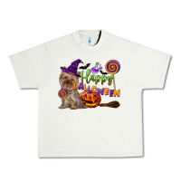 Pistachio Happy Halloween With Yorkshire Terrier Dog Urban Heavy Tee - LillyAllenDesigns