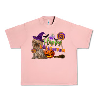 Salmon Happy Halloween With Yorkshire Terrier Dog Urban Heavy Tee - LillyAllenDesigns