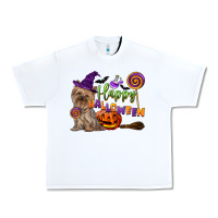 White Happy Halloween With Yorkshire Terrier Dog Urban Heavy Tee - LillyAllenDesigns