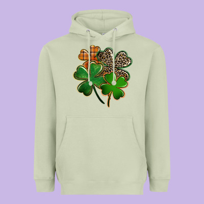 Leopard Shamrock Heavyweight Hoodie Designed By Fadigitalartstudio