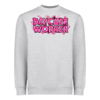 Heather Grey Breast Cancer Daycare Worker Heavyweight Sweatshirt - texasbilliewilder
