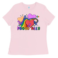 Bubblegum Pink proud ally Ladies Tee - MaliasSmallBusiness