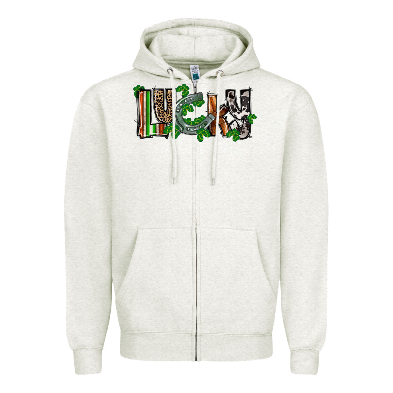Lucky Horseshoe St. Patrick's Day Zipper Hoodie by CowGirlArtShop | Teevron