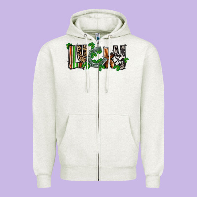Lucky Horseshoe St. Patrick's Day Zipper Hoodie Designed By Cowgirlartshop