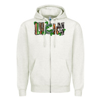 Oatmeal Heather Lucky horseshoe St. Patrick's Day Zipper Hoodie - CowGirlArtShop
