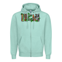 Seafoam Lucky horseshoe St. Patrick's Day Zipper Hoodie - CowGirlArtShop