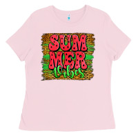 Bubblegum Pink summer vibes watermelon leopard background Ladies Tee - Jasminsmagicworld