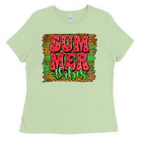 Matcha summer vibes watermelon leopard background Ladies Tee - Jasminsmagicworld