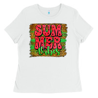 White summer vibes watermelon leopard background Ladies Tee - Jasminsmagicworld