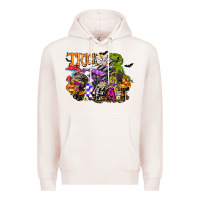 Pale Pink trick rawr treat Premium Hoodie - FaDigitalArtStudio