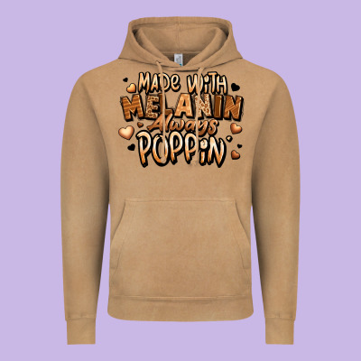 Made With Melanin Always Poppin' Vintage Hoodie Designed By Lillyallendesigns