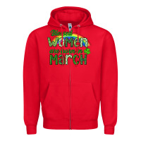 Red Blessed women are born in March Zipper Hoodie - CowGirlArtShop