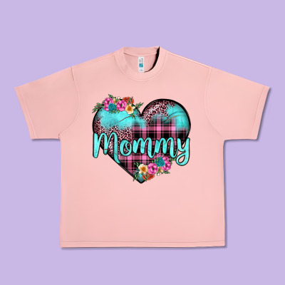 Mommy Leopard Turquoise Heart Urban Heavy Tee Designed By Jahusdesignshop