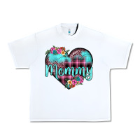 White mommy leopard turquoise heart Urban Heavy Tee - JahusDesignShop