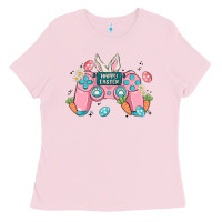 Bubblegum Pink happy easter Ladies Tee - MaliasSmallBusiness