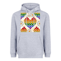 Heather Grey Pride lgbtq hearts and daisy seamless pattern Heavyweight Hoodie - BundleAndBundleShop