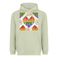 Matcha Pride lgbtq hearts and daisy seamless pattern Heavyweight Hoodie - BundleAndBundleShop