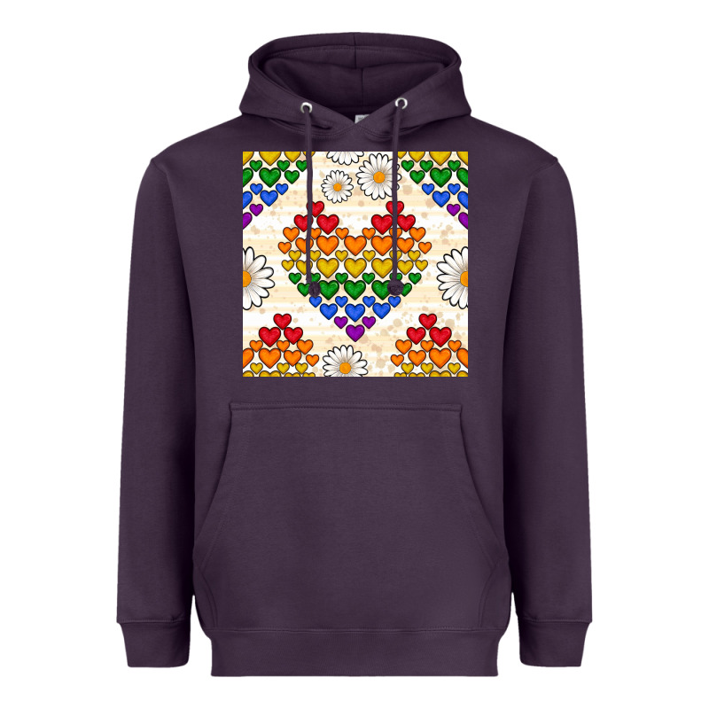Pride Lgbtq Hearts And Daisy Seamless Pattern Heavyweight Hoodie by BundleAndBundleShop | Teevron