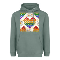 Sage Pride lgbtq hearts and daisy seamless pattern Heavyweight Hoodie - BundleAndBundleShop