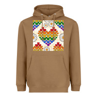 Toasted Coconut Pride lgbtq hearts and daisy seamless pattern Heavyweight Hoodie - BundleAndBundleShop