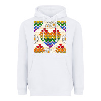 White Pride lgbtq hearts and daisy seamless pattern Heavyweight Hoodie - BundleAndBundleShop