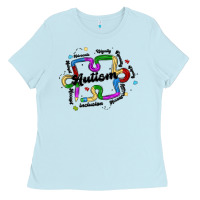 Baby Blue autism teacher pencil Ladies Tee - MaliasSmallBusiness
